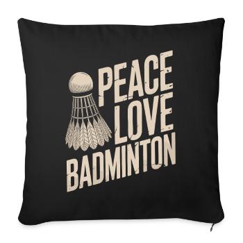 Conception de badminton Peace Love - Housse de coussin décorative 45 x 45 cm - noir - Devant