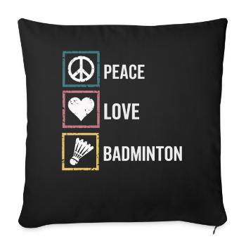 Badminton with Peace Love lettering - Sofa pillowcase 17,3'' x 17,3'' (45 x 45 cm) - black - Front