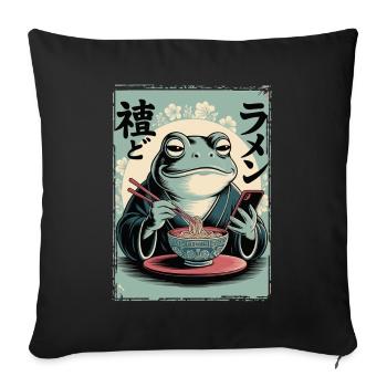 Lustiger Frosch, mürrisch, Japanische Kunst, Ramen - Housse de coussin décorative 45 x 45 cm - noir - Devant
