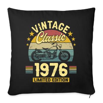 1976 Motard 50 Ans Anniversaire Homme - Housse de coussin décorative 45 x 45 cm - noir - Devant