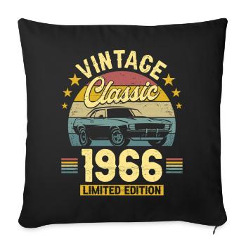 1966 Voiture 60 Ans Anniversaire Homme - Housse de coussin décorative 45 x 45 cm - noir - Devant