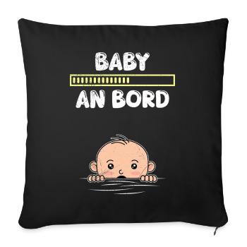 Expectant mothers BABY ON BOARD Funny - Sofa pillowcase 17,3'' x 17,3'' (45 x 45 cm) - black - Front