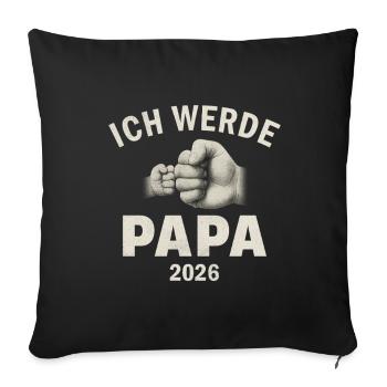 Je serai papa en 2026 - Housse de coussin décorative 45 x 45 cm - noir - Devant