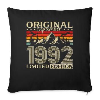 33ème Anniversaire Millésime Septembre Millésime 1992 - Housse de coussin décorative 45 x 45 cm - noir - Devant