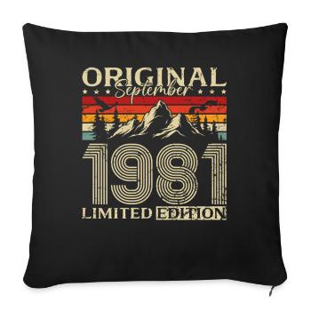 44ème Anniversaire Millésime Septembre Millésime 1981 - Housse de coussin décorative 45 x 45 cm - noir - Devant