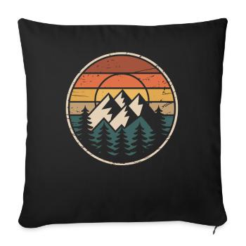 Paysage de montagne au coucher du soleil - Housse de coussin décorative 45 x 45 cm - noir - Devant
