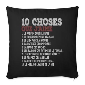 10 Things I Love Beekeeping Passion Bees - Sofa pillowcase 17,3'' x 17,3'' (45 x 45 cm) - black - Front