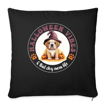 Halloween Witch Hat Pumpkin Dog Bulldog - Sofa pillowcase 17,3'' x 17,3'' (45 x 45 cm) - black - Front