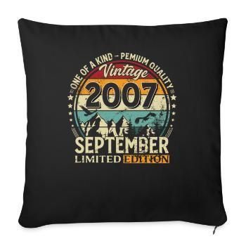 18th Birthday Vintage September 2007 - Sofa pillowcase 17,3'' x 17,3'' (45 x 45 cm) - black - Front