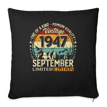 77ème Anniversaire Millésime Septembre Millésime 1947 - Housse de coussin décorative 45 x 45 cm - noir - Devant