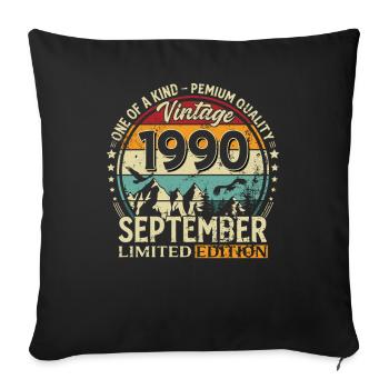 35ème Anniversaire Millésime Septembre Millésime 1990 - Housse de coussin décorative 45 x 45 cm - noir - Devant