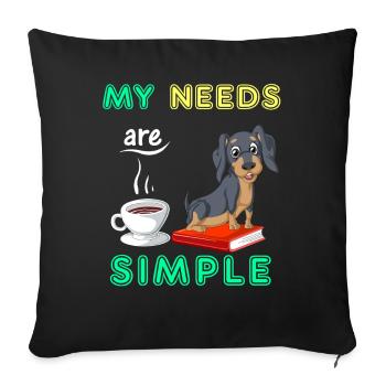 Bücher Kaffee und Dackel Lustiger Hundeliebhaber Design - Sofakissenbezug 45 x 45 cm - Schwarz - Vorne