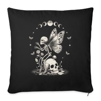 Fée squelette gothique avec phases de lune - Housse de coussin décorative 45 x 45 cm - noir - Devant