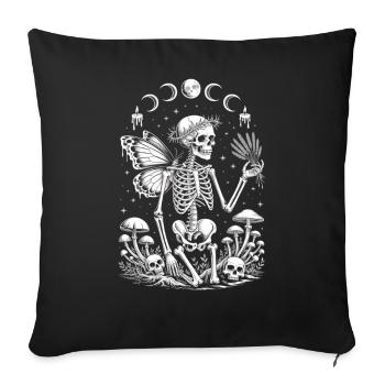 Fée squelette gothique avec phases de lune - Housse de coussin décorative 45 x 45 cm - noir - Devant