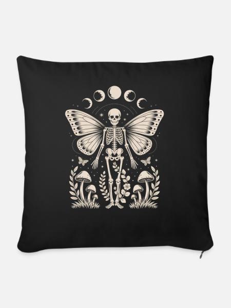 Gothic Skelett Fee mit Mondphasen - Sofakissenbezug 45 x 45 cm - Schwarz