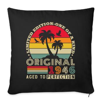 80 Years 1946 Vintage Retro Anniversary - Sofa pillowcase 17,3'' x 17,3'' (45 x 45 cm) - black - Front