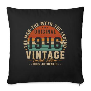 80 Years 1946 Vintage Retro Anniversary - Sofa pillowcase 17,3'' x 17,3'' (45 x 45 cm) - black - Front