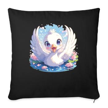 Cygnes Cygne - Housse de coussin décorative 45 x 45 cm - noir - Devant