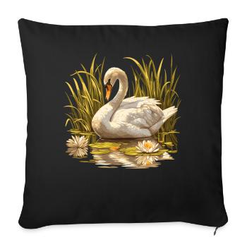 Cygnes Cygne - Housse de coussin décorative 45 x 45 cm - noir - Devant