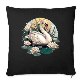 Cygnes Cygne - Housse de coussin décorative 45 x 45 cm - noir - Devant