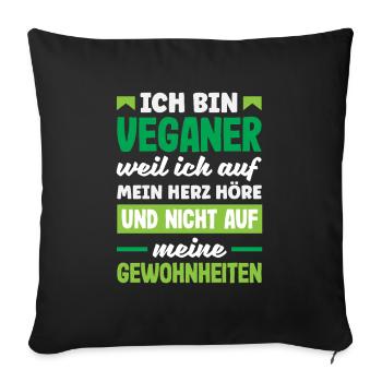 Attention I'm Vegan Funny Vegan Gift - Sofa pillowcase 17,3'' x 17,3'' (45 x 45 cm) - black - Front