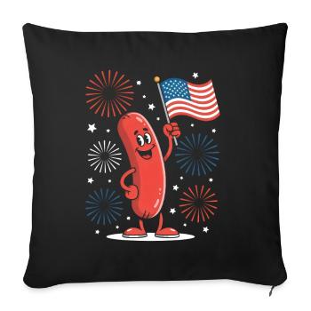 Patriotic Kawaii Sausage Independence Day 4th of - Sofa pillowcase 17,3'' x 17,3'' (45 x 45 cm) - black - Front