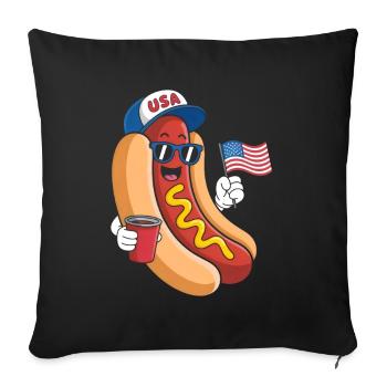 Hotdog Sandwich Lover Independence Day 4th of - Sofa pillowcase 17,3'' x 17,3'' (45 x 45 cm) - black - Front