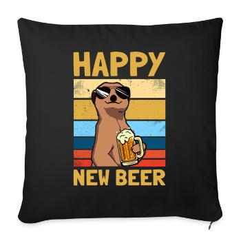 Heureux nouveau buveur de bière bière Bière du Nouvel An - Housse de coussin décorative 45 x 45 cm - noir - Devant
