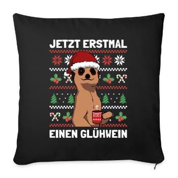 First drink a mulled wine Christmas party - Sofa pillowcase 17,3'' x 17,3'' (45 x 45 cm) - black - Front