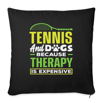 Tennis et chiens parce que la thérapie coûte cher - Housse de coussin décorative 45 x 45 cm - noir - Devant