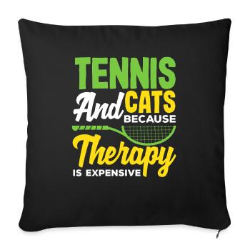 Tennis et chats pour les joueurs - Housse de coussin décorative 45 x 45 cm - noir - Devant