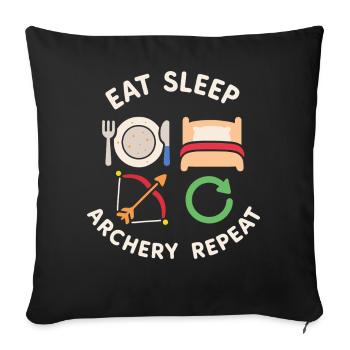 Manger dormir Tir à l’arc répéter Arc drôle - Housse de coussin décorative 45 x 45 cm - noir - Devant