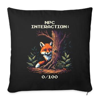 Interaction avec les PNJ : 0/100 | Humour introverti - Housse de coussin décorative 45 x 45 cm - noir - Devant