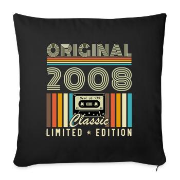 2008 Vintage Retro Birthday Gift - Sofa pillowcase 17,3'' x 17,3'' (45 x 45 cm) - black - Front