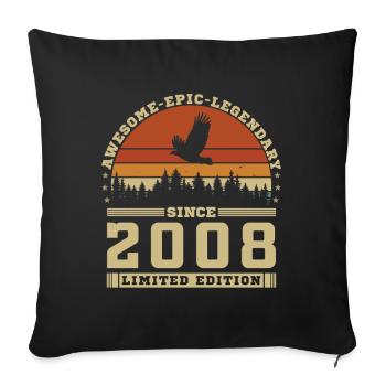 2008 Vintage Retro Birthday Gift - Sofa pillowcase 17,3'' x 17,3'' (45 x 45 cm) - black - Front