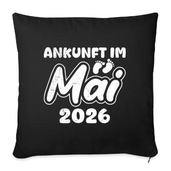 Future maman ARRIVANT EN MAI 2026 Drôle - Housse de coussin décorative 45 x 45 cm - noir - Devant