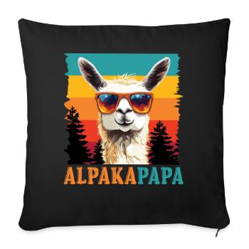 Pères ALPAGA PAPA Rétro Lama Drôle - Housse de coussin décorative 45 x 45 cm - noir - Devant