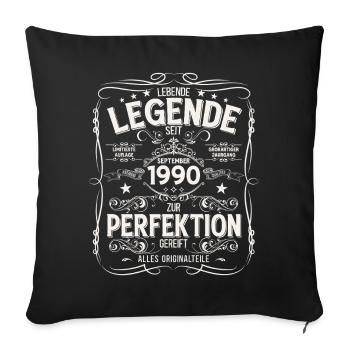 35e anniversaire Millésime Septembre Année 1990 - Housse de coussin décorative 45 x 45 cm - noir - Devant