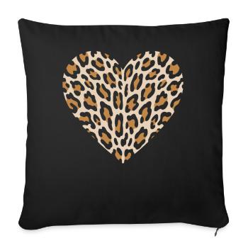 Leopard heart for animal lovers - Sofa pillowcase 17,3'' x 17,3'' (45 x 45 cm) - black - Front
