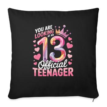 13th birthday teenager gift - Sofa pillowcase 17,3'' x 17,3'' (45 x 45 cm) - black - Front
