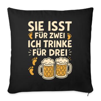 Bientôt papa ELLE MANGE POUR DEUX JE BOIS POUR TROIS - Housse de coussin décorative 45 x 45 cm - noir - Devant