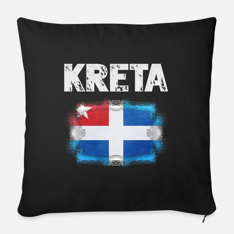 Kreta Flagge Design mit Wasserfarben-Effekt - Sofakissenbezug 45 x 45 cm - Schwarz