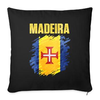 Conception artistique inspirée du drapeau de Madère - Housse de coussin décorative 45 x 45 cm - noir - Devant