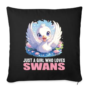 Cygnes Cygne - Housse de coussin décorative 45 x 45 cm - noir - Devant