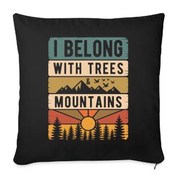 Retro Nature Mountains Sun Forest Hiking Gift - Sofa pillowcase 17,3'' x 17,3'' (45 x 45 cm) - black - Front