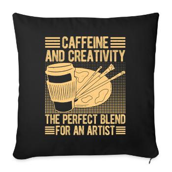 Artiste Peintre Graphiste Caféine &amp; Créativité Art - Housse de coussin décorative 45 x 45 cm - noir - Devant