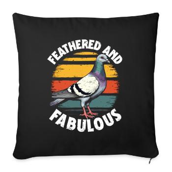 Pigeons Éleveurs de pigeons À plumes et fabuleux - Housse de coussin décorative 45 x 45 cm - noir - Devant