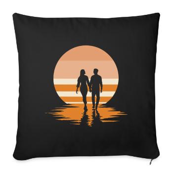 Romantic sunset on the beach - Sofa pillowcase 17,3'' x 17,3'' (45 x 45 cm) - black - Front