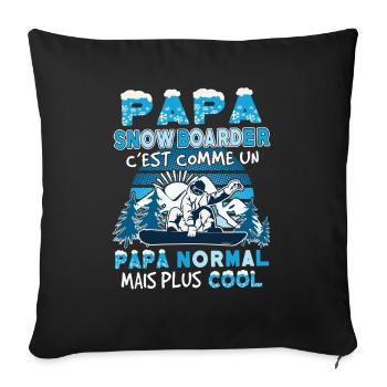 Papa Snowboarder  - Housse de coussin décorative 45 x 45 cm - noir - Devant