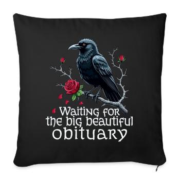 Black Raven with Roses and Skull - Sofa pillowcase 17,3'' x 17,3'' (45 x 45 cm) - black - Front